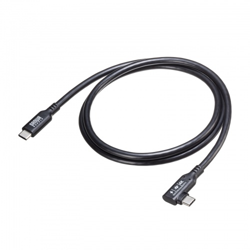 USB Type-Cケーブル 1m 10Gbps USB PD 100W L字コネクタ 4K/60Hz映像出力 ブラック