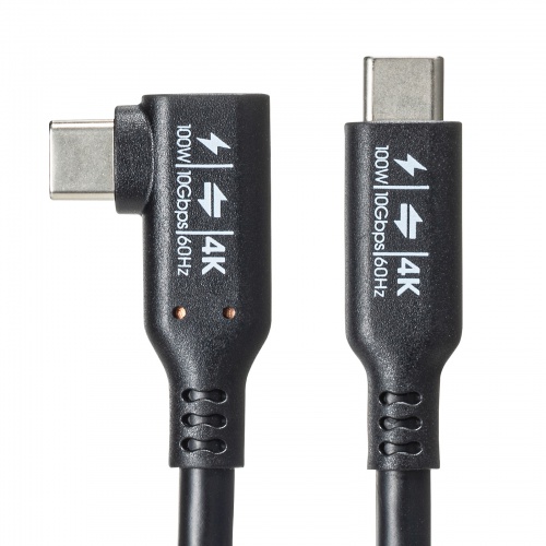 USB Type-Cケーブル 1m 10Gbps USB PD 100W L字コネクタ 4K/60Hz映像出力 ブラック