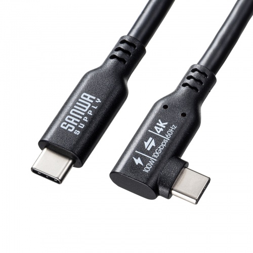 USB Type-Cケーブル 2m 10Gbps PD100W 映像出力対応 片側L型コネクタ