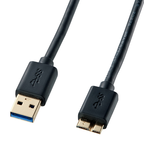 USB3.0ケーブル(A-microB・ブラック・1.8m・USB IF認証タイプ)/YKU30KAMC18BK/KU30-AMC18BK【ケーブルのネット通販専門店  ケーブル市場】