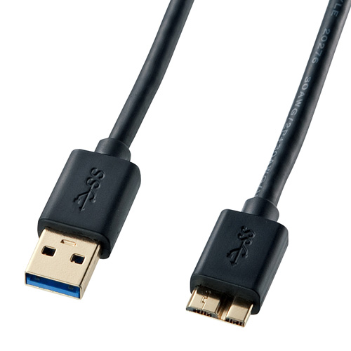 【アウトレット】USB3.0ケーブル(A-microB・ブラック・0.5m・USB IF認証タイプ)