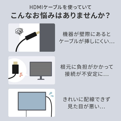 USB Type-C HDMI変換ケーブル 3Dコネクタ付き 2m ブラック