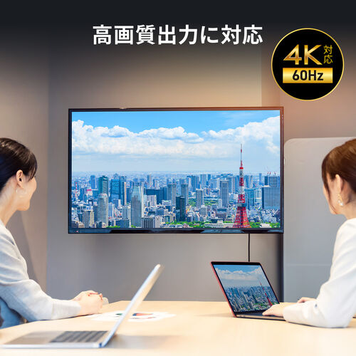 USB Type-C HDMI変換ケーブル 3Dコネクタ付き 2m ブラック