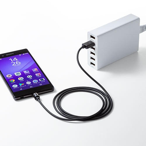 マグネット着脱式 microUSB充電ケーブル 1m USB Aコネクタ両面