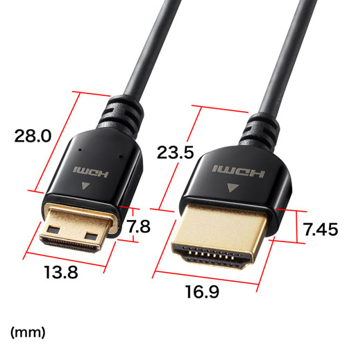 miniHDMIケーブル 1m ブラック/KM-HD22-10K/KM-HD22-10K【ケーブルの
