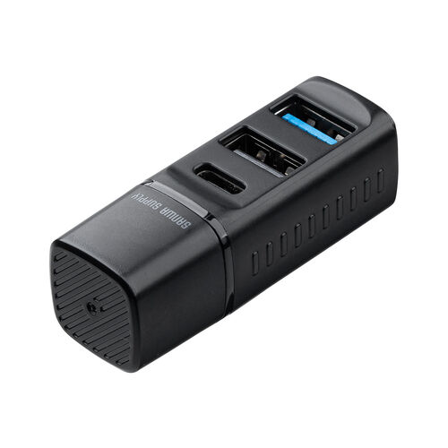 【アウトレット】小型USBハブ USB-C接続 USB A×2 USB-C×1 バスパワー ブラック