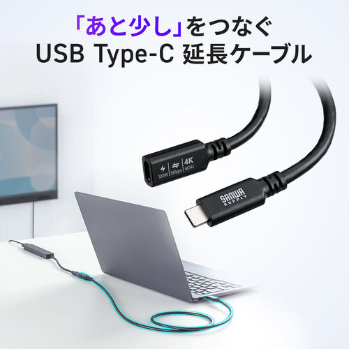 USB Type-C 延長ケーブル 1m USB 5Gbps USB PD 100W 4K/60Hz対応