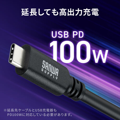 USB Type-C 延長ケーブル 1m USB 5Gbps USB PD 100W 4K/60Hz対応