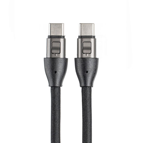 ハンドストラップ型 USB Type-Cケーブル 長さ22cm 丸形メッシュ USB PD 240W ブラック