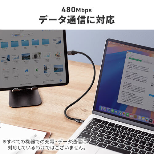 ハンドストラップ型 USB Type-Cケーブル 長さ22cm 丸形メッシュ USB PD 240W ブラック