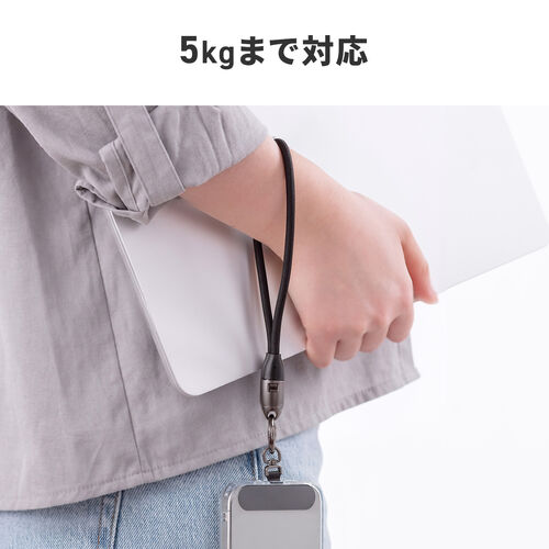 リストストラップ型 USB Type-Cケーブル 32cm USB PD 240W 丸形メッシュ ブラック
