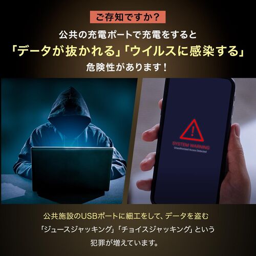 USBケーブル USB-C USB-A データブロッカー データ通信遮断 データ抜き取り対策 PD60W USB2.0 シリコンケーブル 1m ブラック