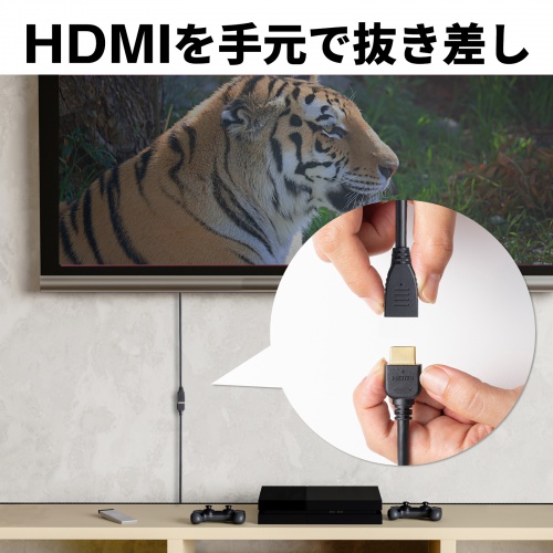 3Dコネクタ HDMI延長ケーブル 1m 4K/30Hz フルHD対応 ブラック