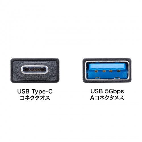 USB Type-C変換アダプタ USB 5Gbps USB A to USB-C変換 アルミコネクタカバー