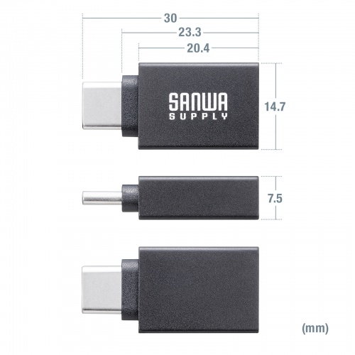 USB Type-C変換アダプタ USB 5Gbps USB A to USB-C変換 アルミコネクタカバー