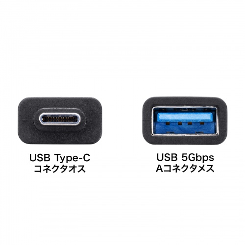 USB Type-C変換アダプタ USB 5Gbps USB A to USB-C変換 樹脂コネクタ 袋パッケージ