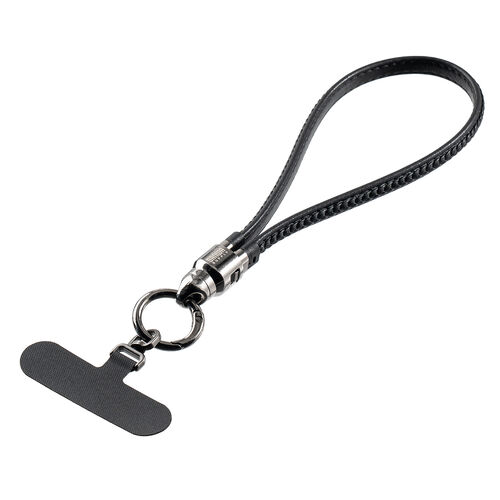 ストラップ型 USB Type-Cケーブル 32cm  PUレザー USB PD240W対応 ブラック