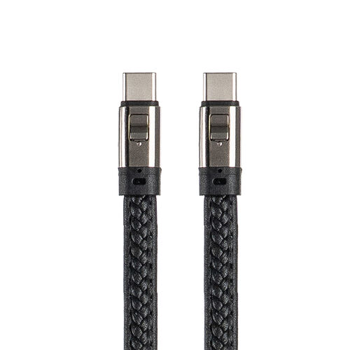 ストラップ型 USB Type-Cケーブル 32cm  PUレザー USB PD240W対応 ブラック