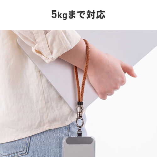 ストラップ型 USB Type-Cケーブル 32cm  PUレザー USB PD240W対応 ブラウン