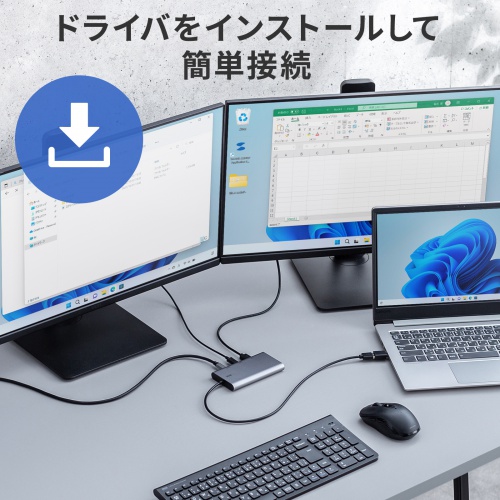 USB-C - HDMI 変換アダプタ 4K×3 拡張 3画面 HDMI×1 USB-C×2 ディスプレイアダプタ