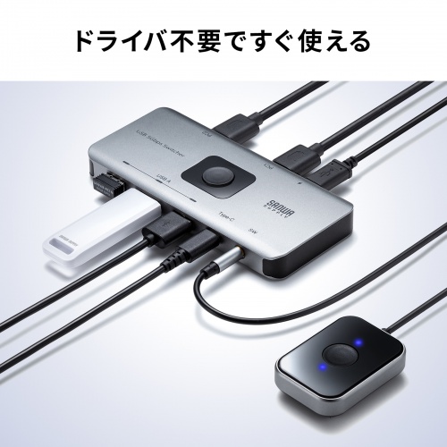 USB切替器 4台 2入力4出力 USB 5Gbps対応 手元スイッチ付き