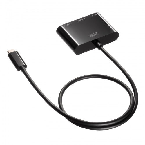 USBハブ付き USB Type-C HDMI変換アダプタ USB A×1 USB Type-C×1 4K/60Hz出力 ケーブル長50cm ブラック