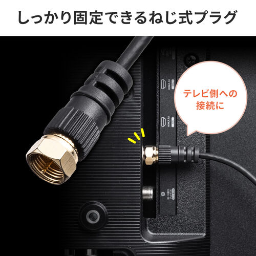 アンテナケーブル 極細 4K/8K対応 S2.5C 片側L字 ねじ式 アンテナコード 同軸ケーブル 3m ホワイト