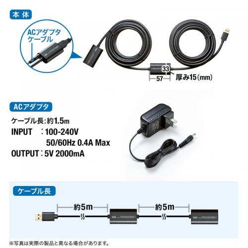 USB3.0延長ケーブル 10m アクティブリピーターケーブル USB Aコネクタ