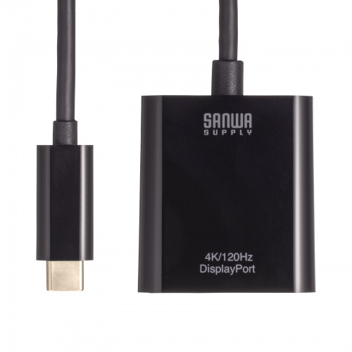 【アウトレット】USB Type-C - DisplayPort 変換アダプタ 4K/120Hz HDR対応 ケーブル長20cm ブラック