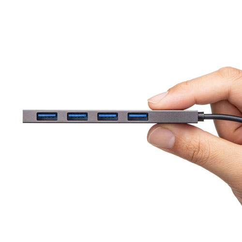 【アウトレット】スリムUSBハブ USB A×4 USB3.2 Gen1 バスパワー ケーブル6cm アルミ製