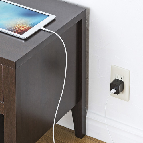 【アウトレット】USB充電器(2ポート・2.4A・小型・ブラック)