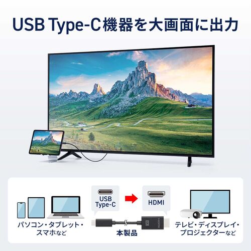 USB Type-C HDMI 変換ケーブル 2m 4K/60Hz HDR対応 ブラック