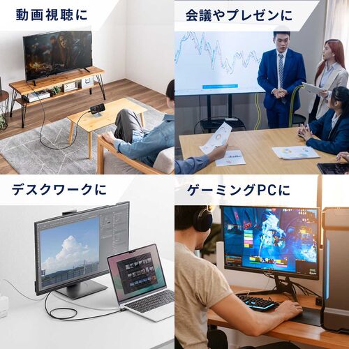 USB Type-C HDMI 変換ケーブル 2m 4K/60Hz HDR対応 ブラック