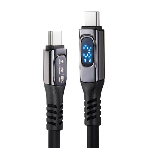 USB Type-Cケーブル USB PD100W対応 電力表示機能付き 1m USB 20Gbps 8K/60Hz対応 やわらかシリコンケーブル