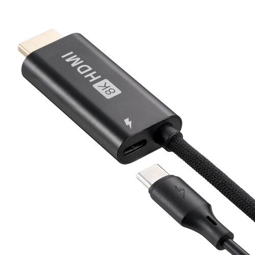 USB Type-C HDMI変換ケーブル 2m 8K/30Hz 4K/60Hz USB PD100W対応 ブラック