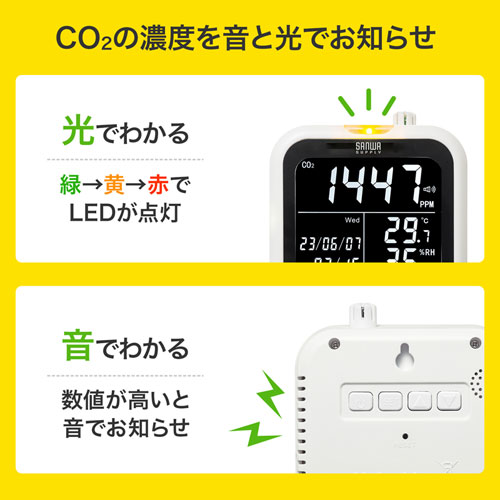 CO2二酸化炭素測定器(温度・湿度計付き)