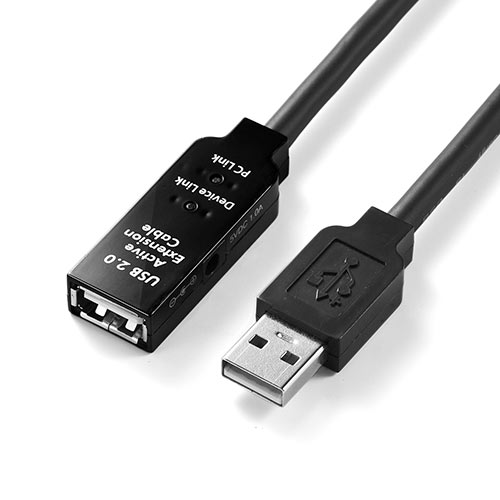 【アウトレット】USBアクティブリピーターケーブル 50m USB2.0 USB A(オス)-USB A(メス) ブラック 延長ケーブル