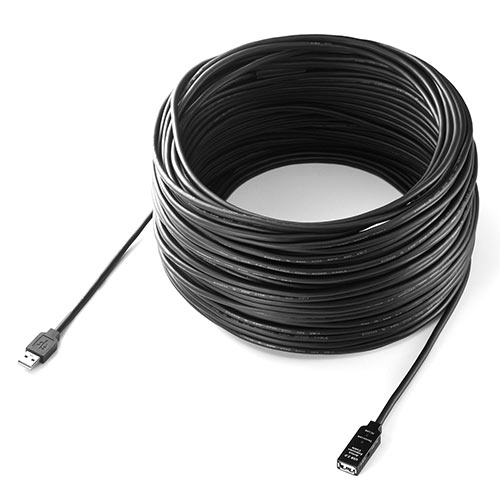 【アウトレット】USBアクティブリピーターケーブル 50m USB2.0 USB A(オス)-USB A(メス) ブラック 延長ケーブル