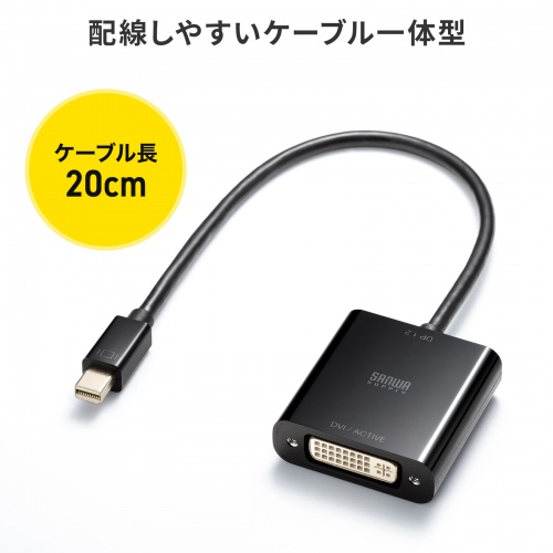 Mini DisplayPort-DVI 変換アダプタ 20cm アクティブタイプ