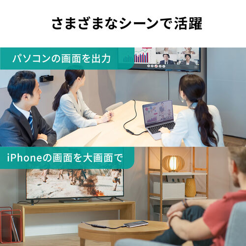 USB Type-C HDMI 変換アダプタ 4K/60Hz フルHD/60Hz ケーブル長11cm ブラック