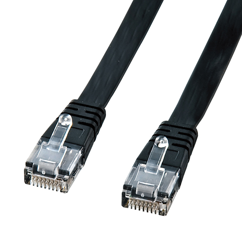 【超歓迎】 10m LANケーブル カテゴリ5e 薄型 ブラック/YLAKFL5 より線 UTP PCケーブル・コネクタ