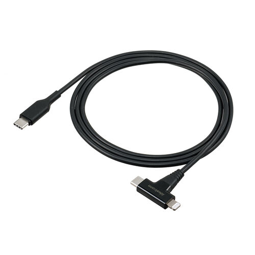 【在庫限り】USB Type-C Lightning 2in1 USBケーブル 1.2m USB PD60W対応 データ転送 MFi認証品 ブラック