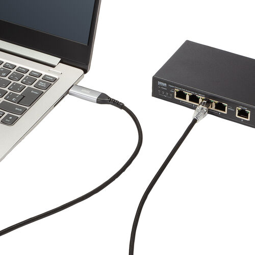 USB A LAN変換ケーブル 2m カテゴリ6 1Gbps ギガビット A to LAN MACアドレスパススルー対応