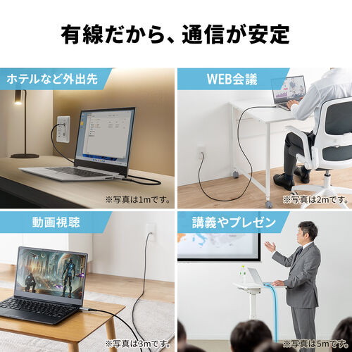 USB A LAN変換ケーブル 3m カテゴリ6 1Gbps ギガビット A to LAN MACアドレスパススルー対応