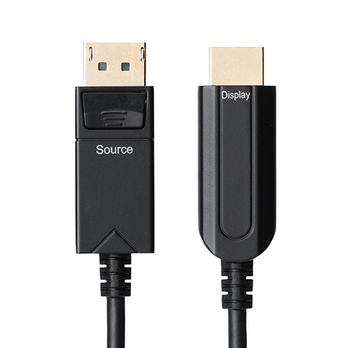 【アウトレット】DisplayPort - HDMI変換 光ファイバーケーブル 10m 4K/60Hz ブラック