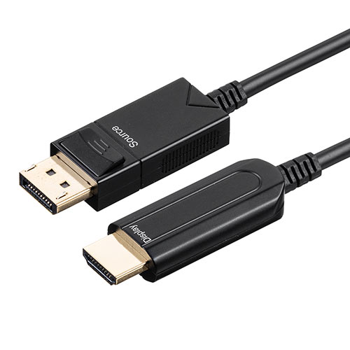 【アウトレット】DisplayPort - HDMI変換 光ファイバーケーブル 10m 4K/60Hz ブラック
