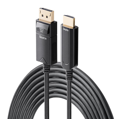 【アウトレット】DisplayPort - HDMI変換 光ファイバーケーブル 10m 4K/60Hz ブラック