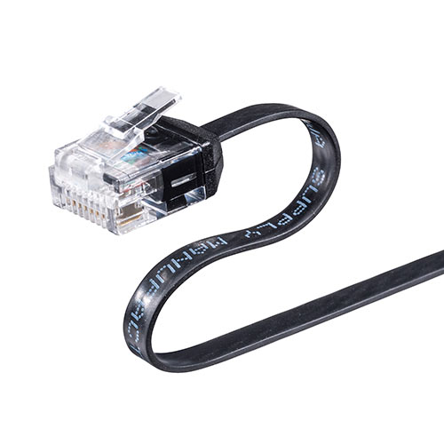 【アウトレット】薄型LANケーブル カテゴリ6A 5m より線 UTP ブラック