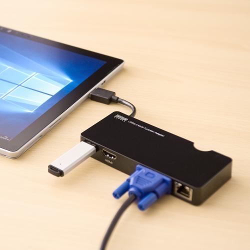 USB3.0対応変換アダプタ(ディスプレイ接続・HDMI/VGA・USBハブ/1ポート