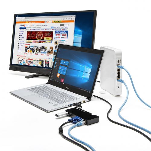 USB3.0対応変換アダプタ(ディスプレイ接続・HDMI/VGA・USBハブ/1ポート